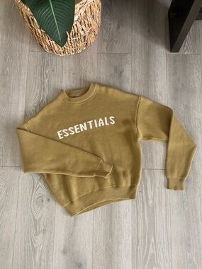 Essentials Big Boys Crewneck Sweater in Olive with White Logo